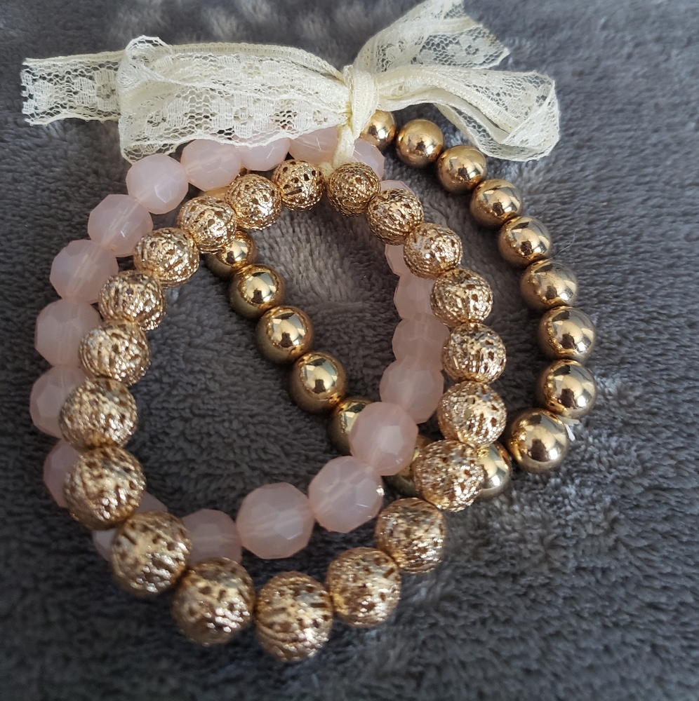 Pink & Gold Bracelets